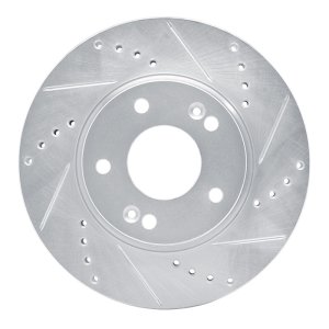 Kia Forte5 Brake Rotor (1) - Front Right - R1 Concepts - Drilled & Slotted - Silver - `10-`13